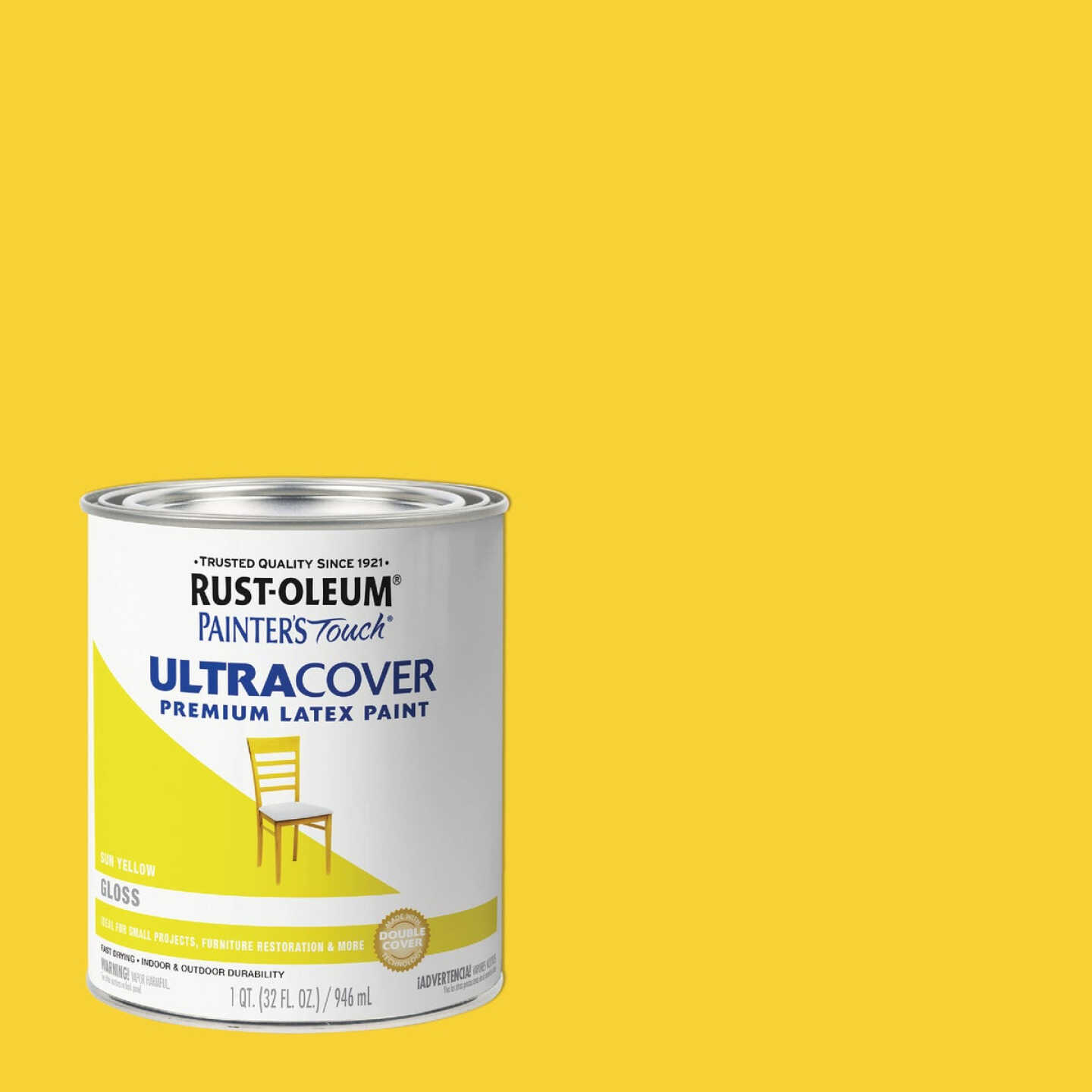 Rust-Oleum Painter's Touch 2X Ultra Cover Premium Latex Paint, Gloss Sun Yellow, 1 Qt. Image 1
