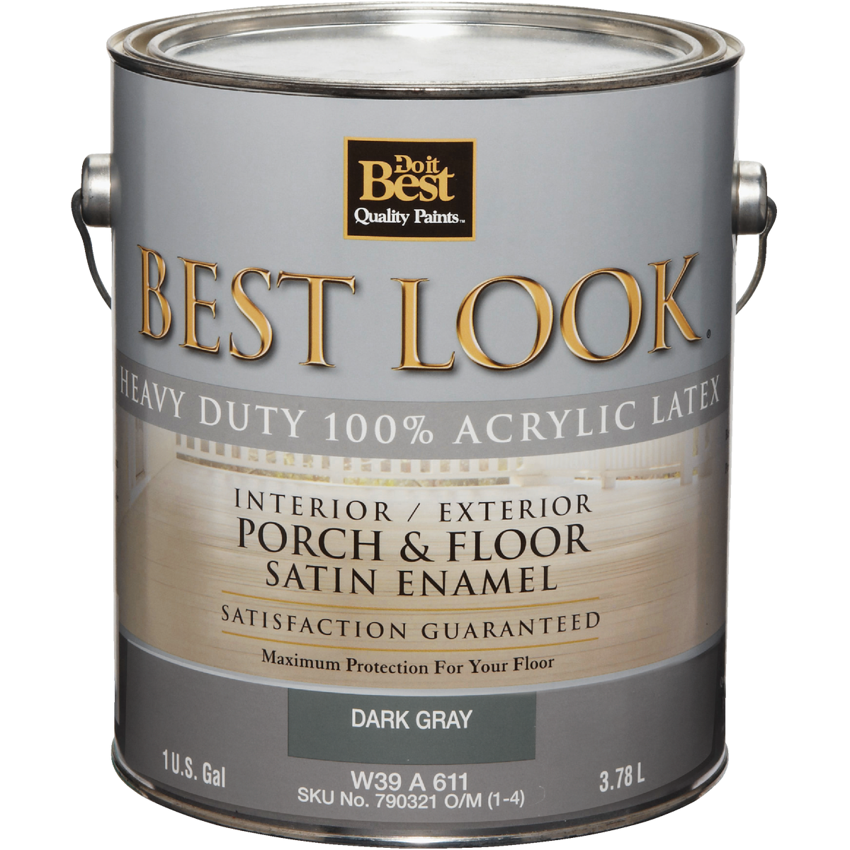 Best Look 1 Gal. Dark Gray Heavy-Duty Acrylic Latex Satin Porch & Floor Enamel