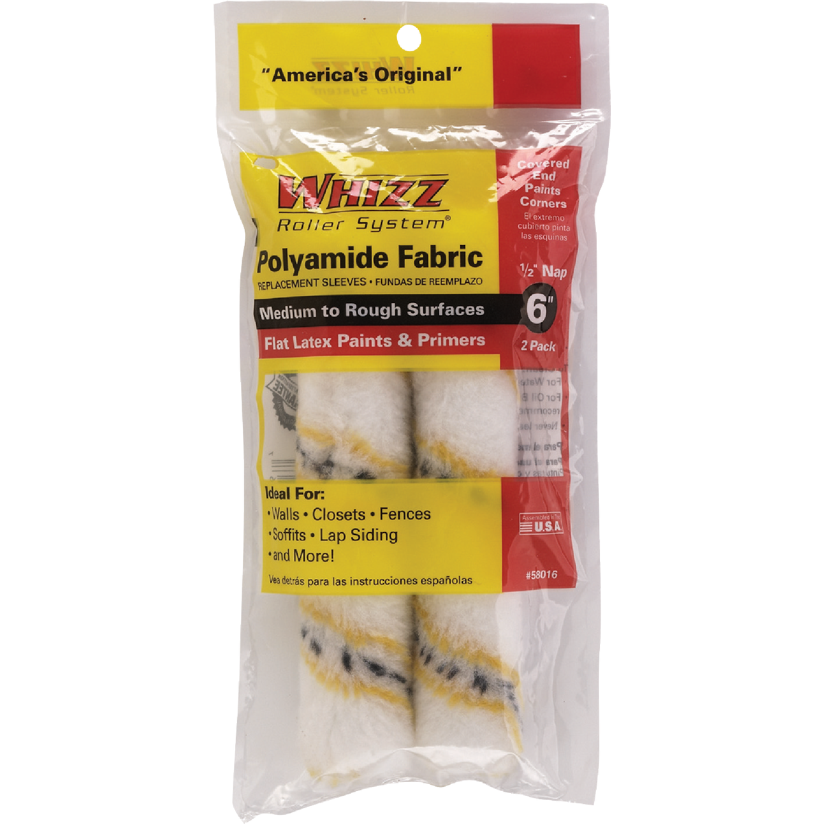 Whizz Gold Stripe 6 In. x 1/2 In. Refill Woven Fabric Roller Cover (2-Pack) Image 1