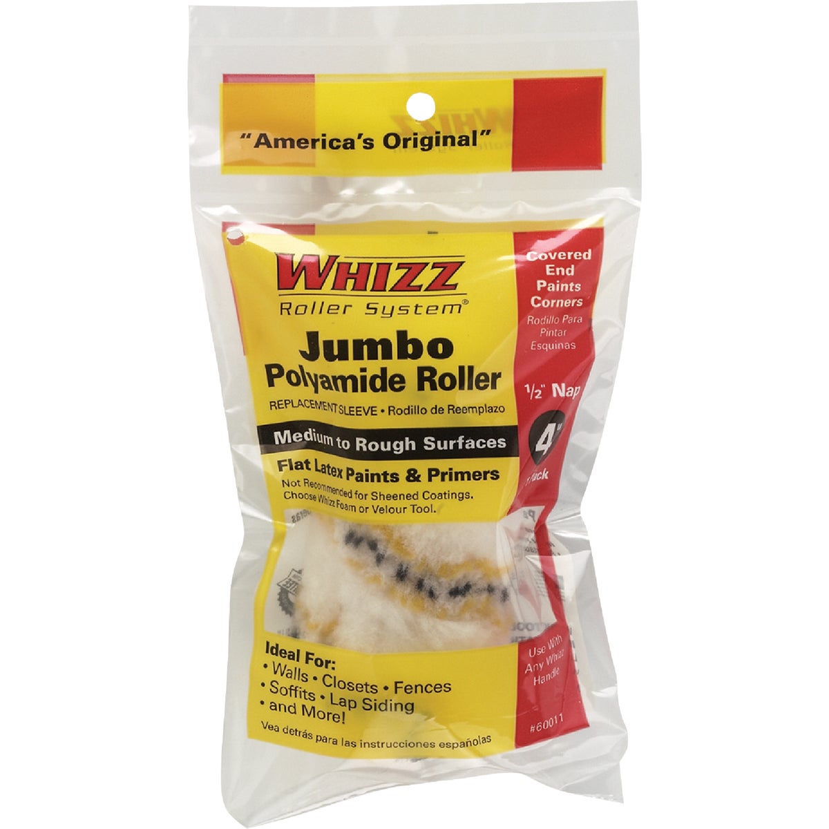 Whizz Premium Gold Stripe 4 In. x 1/2 In. Jumbo Woven Fabric Roller Cover Image 1