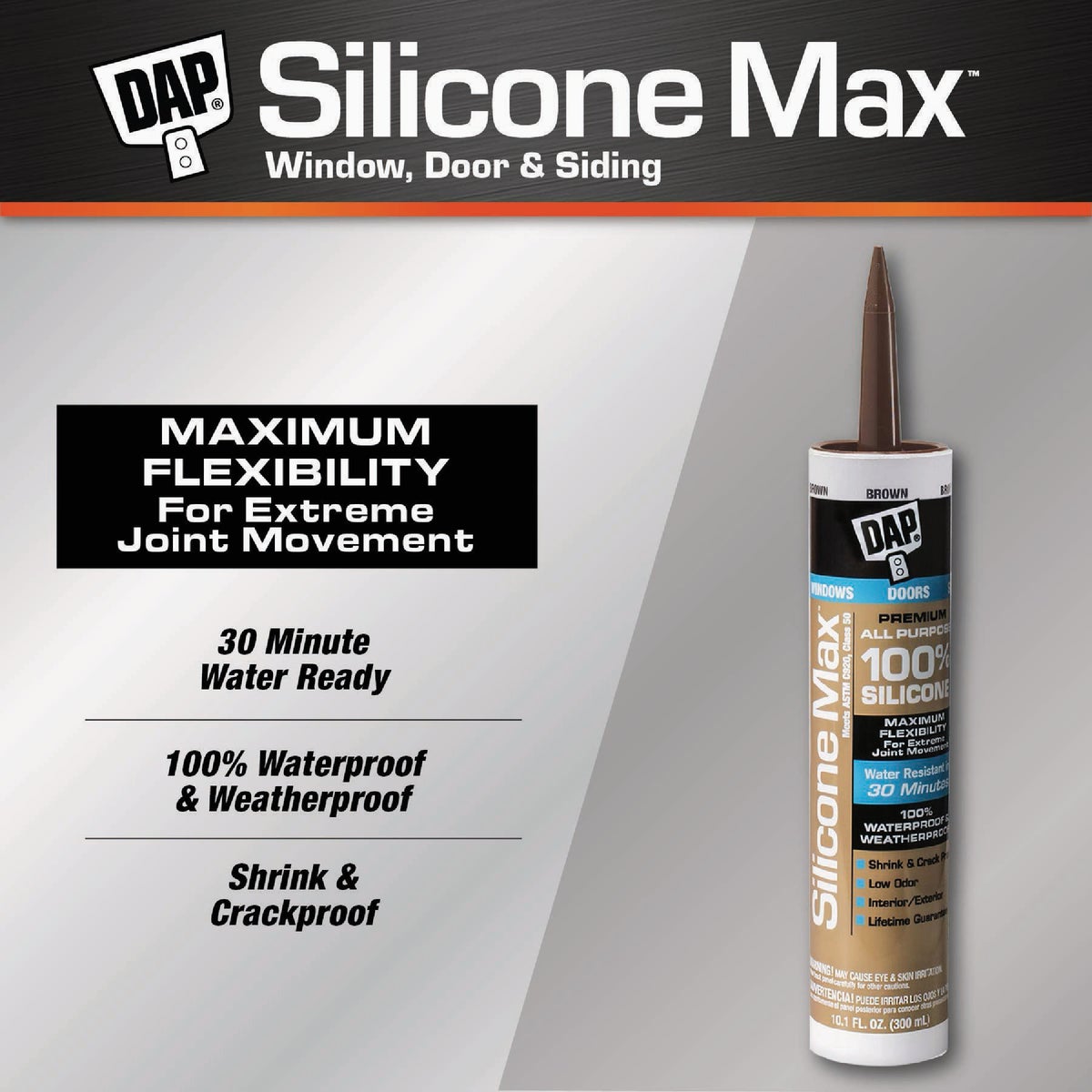 DAP Silicone Max 10.1 Oz. Brown Premium All Purpose 100% Silicone Sealant Image 2