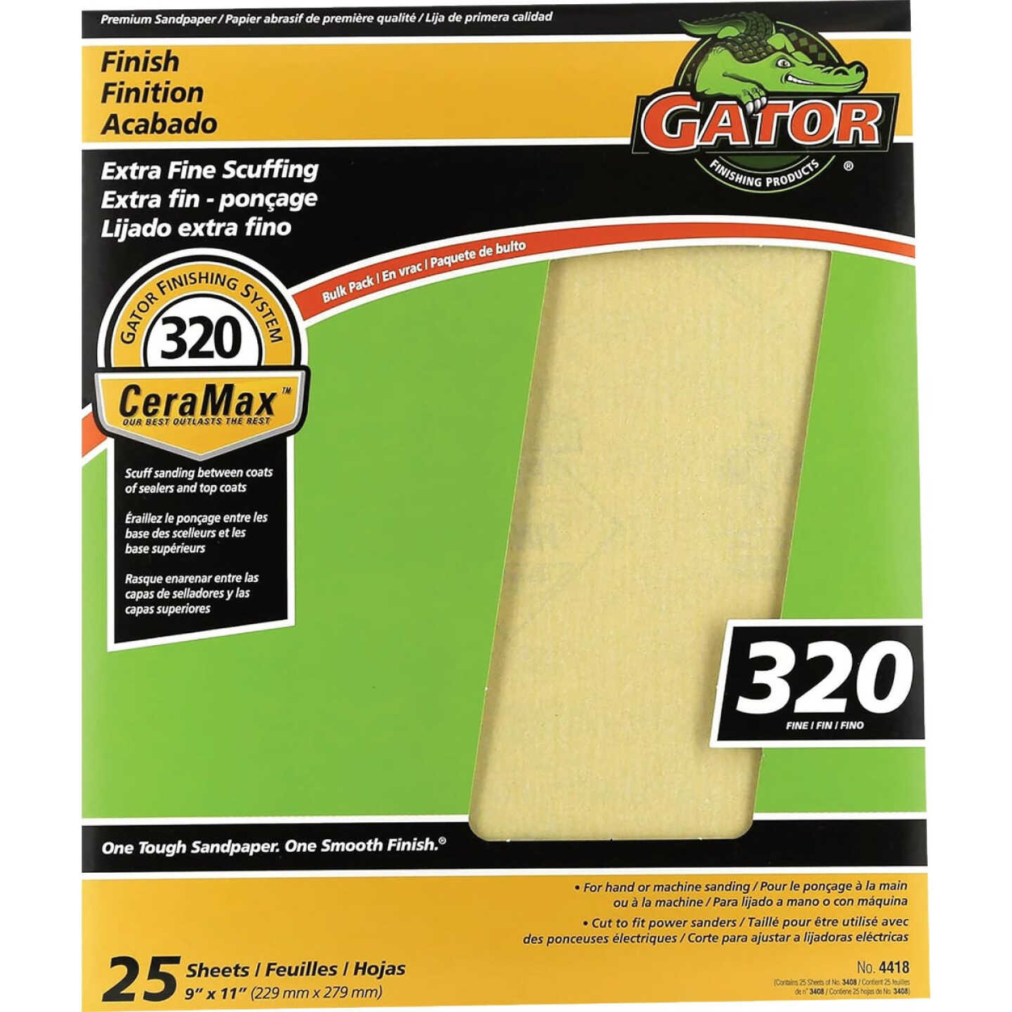 GatorGrit 9 In. x 11 In. 320-Grit Fine Premium Ceramic Sandpaper (25-Pack) Image 1
