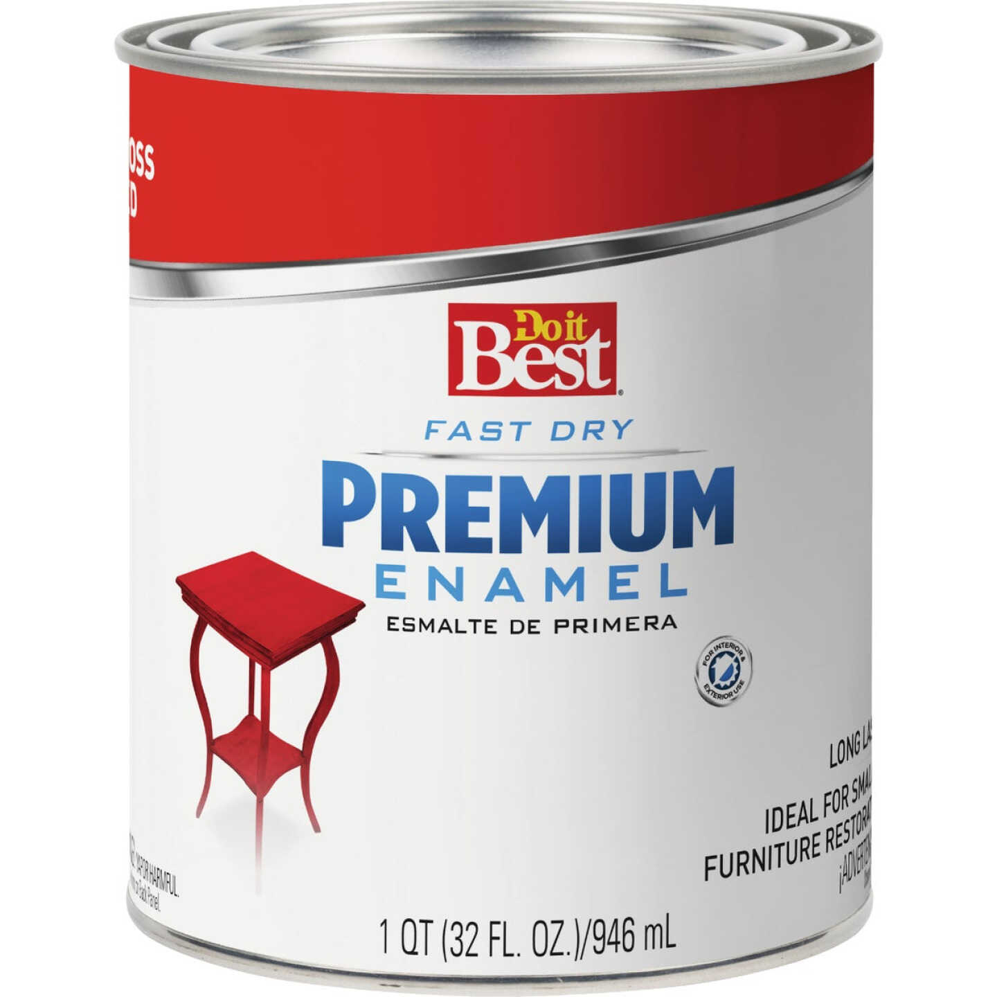 Do it Best Fast Dry Acrylic Latex Gloss Premium Enamel, Red, 1 Qt. Image 1