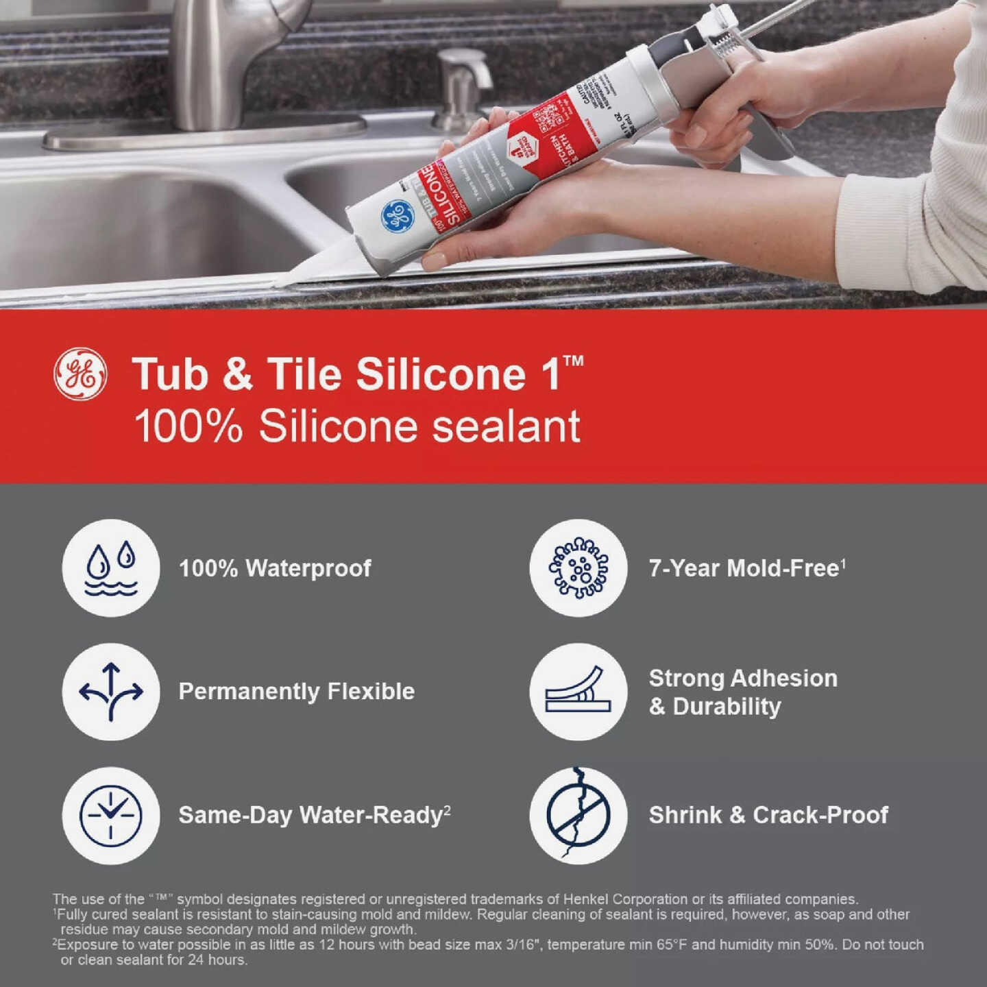 GE Silicone 1 Tub & Tile, White, 10.1 Oz. Cartridge Image 4