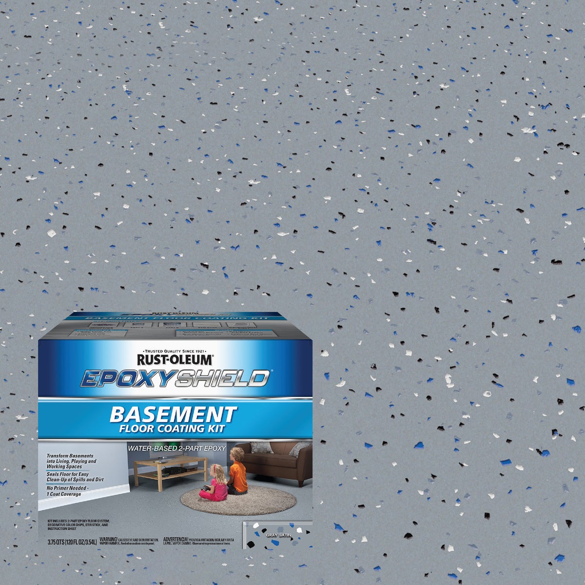 Rust-Oleum Epoxyshield 120 Oz. Satin Gray Basement Floor Coating Kit