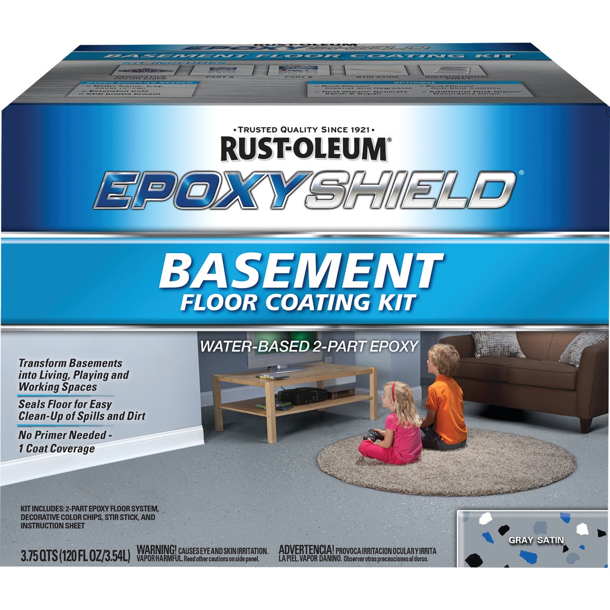 Rust-Oleum Epoxyshield 120 Oz. Satin Gray Basement Floor Coating Kit Image 4