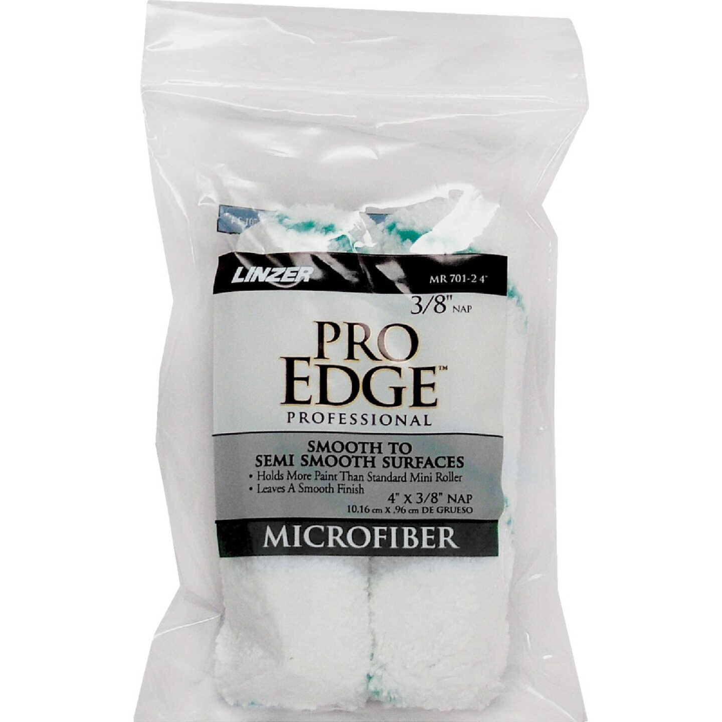 Linzer Pro Edge 4 In. x 3/8 In. Mini Microfiber Roller Cover (2-Pack) Image 1