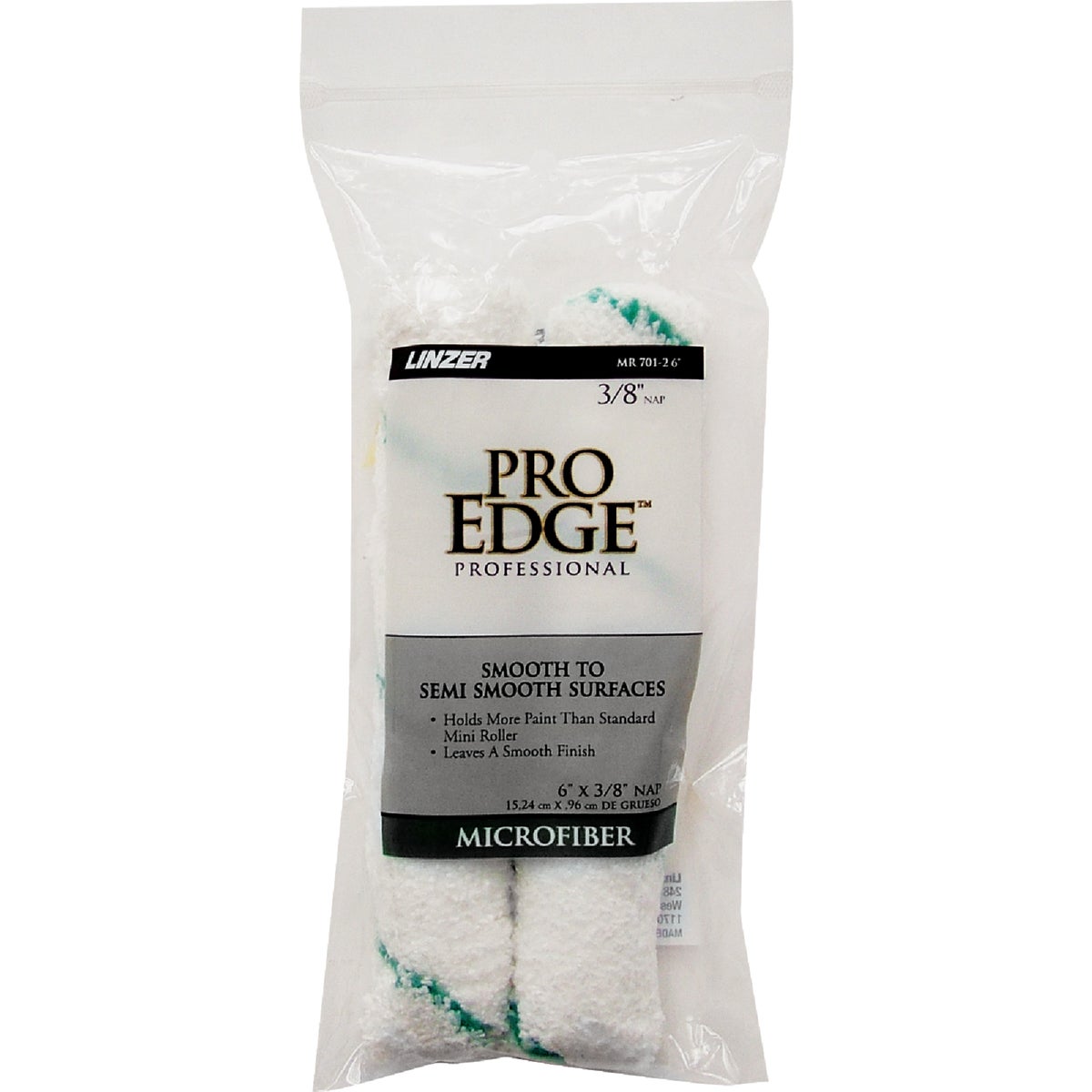 Linzer Pro Edge 6 In. x 3/8 In. Mini Microfiber Roller Cover (2-Pack)