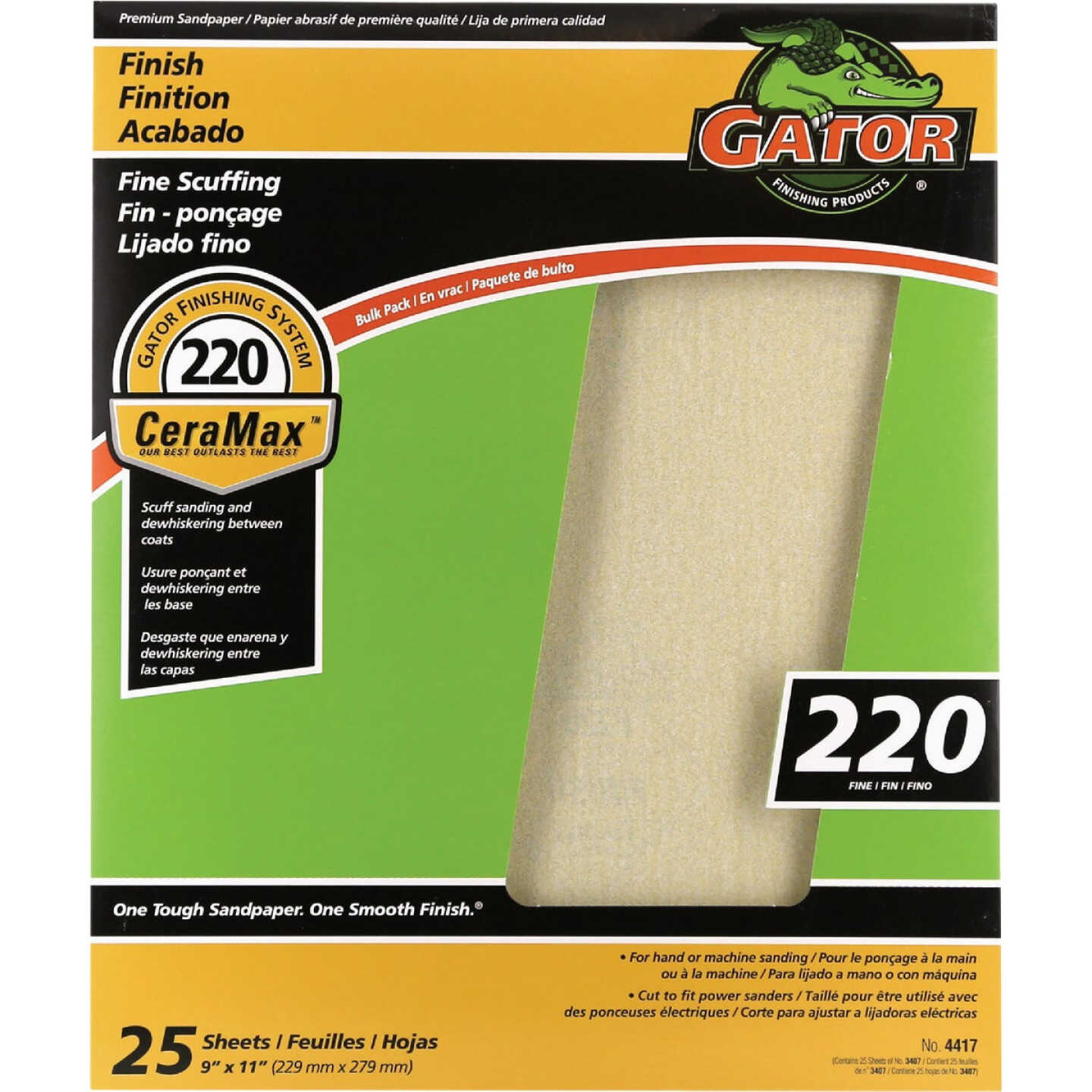 GatorGrit 9 In. x 11 In. Fine 220-Grit Premium Ceramic Sandpaper (25-Pack) Image 1