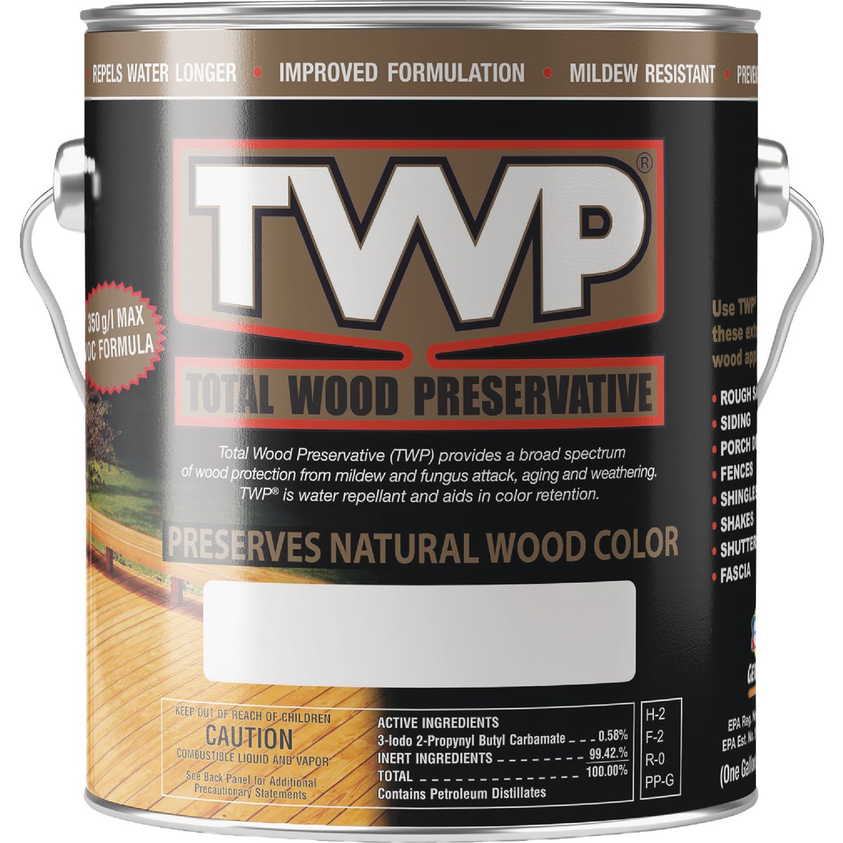 TWP 1500 Series Low VOC Wood Preservative Deck Stain, Cedartone, 1 Gal.