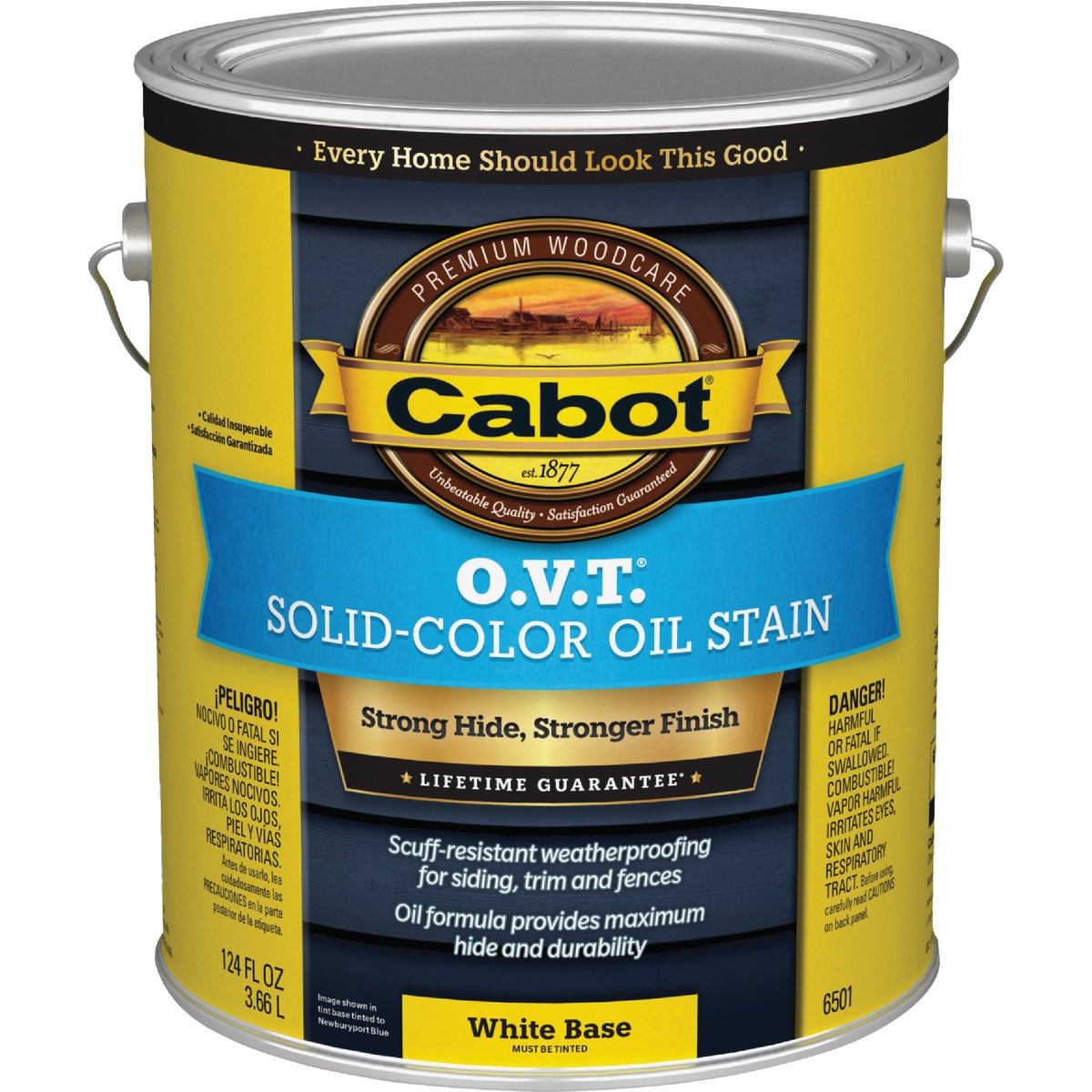 Cabot O.V.T. Solid Color Oil Exterior Stain, 6501 White Base, 1 Gal.