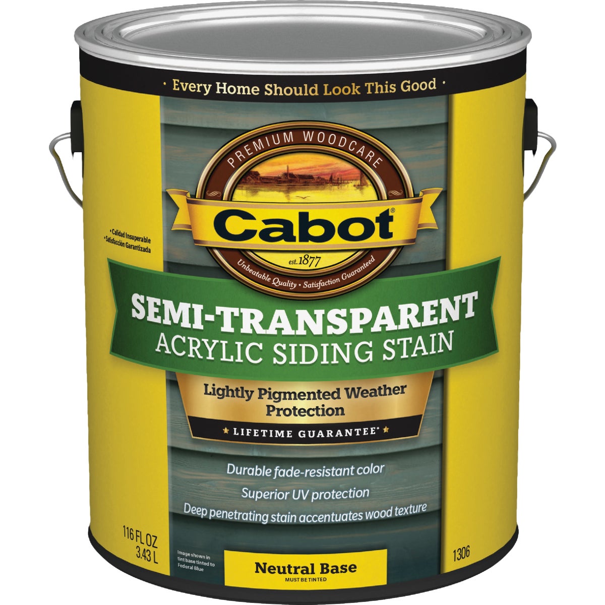 Cabot Semi-Transparent Exterior Siding Stain, 1306 Neutral Base, 1 Gal.
