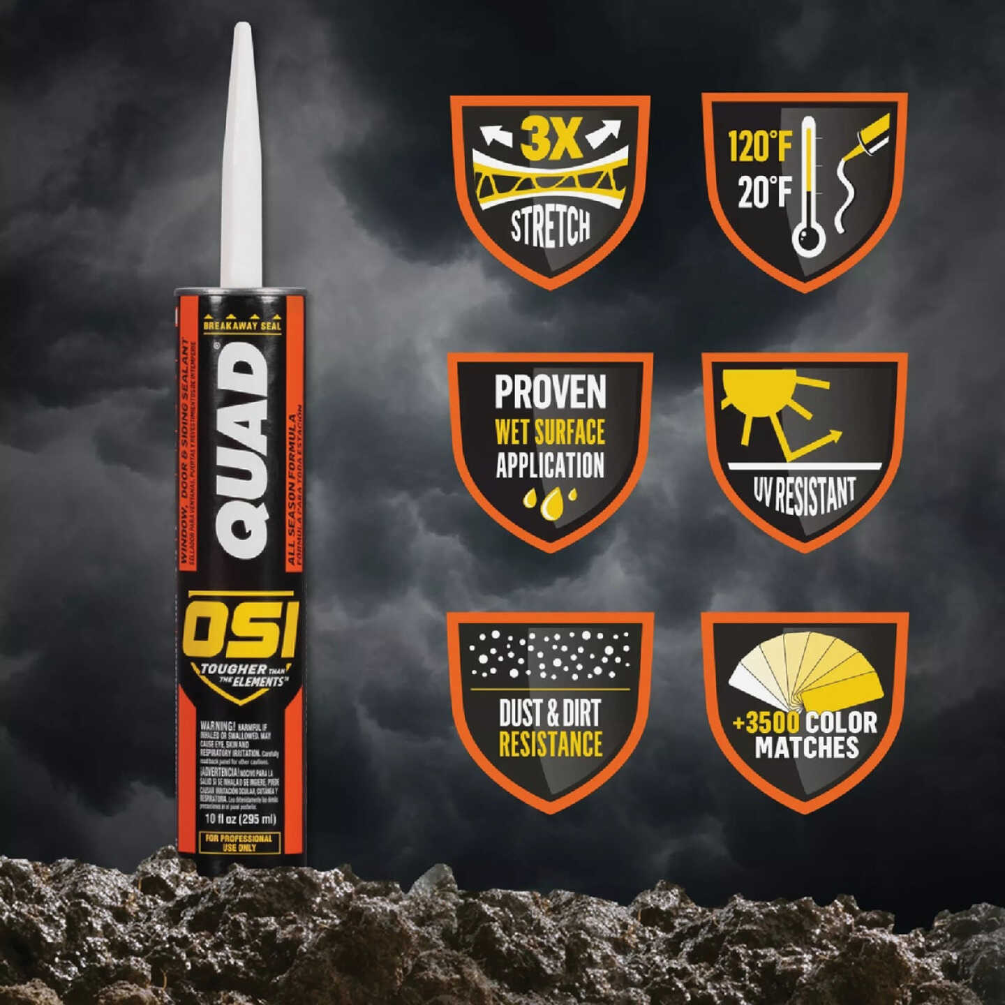 OSI QUAD 10 Oz. Window, Door & Siding Polymer Sealant, Black Image 5