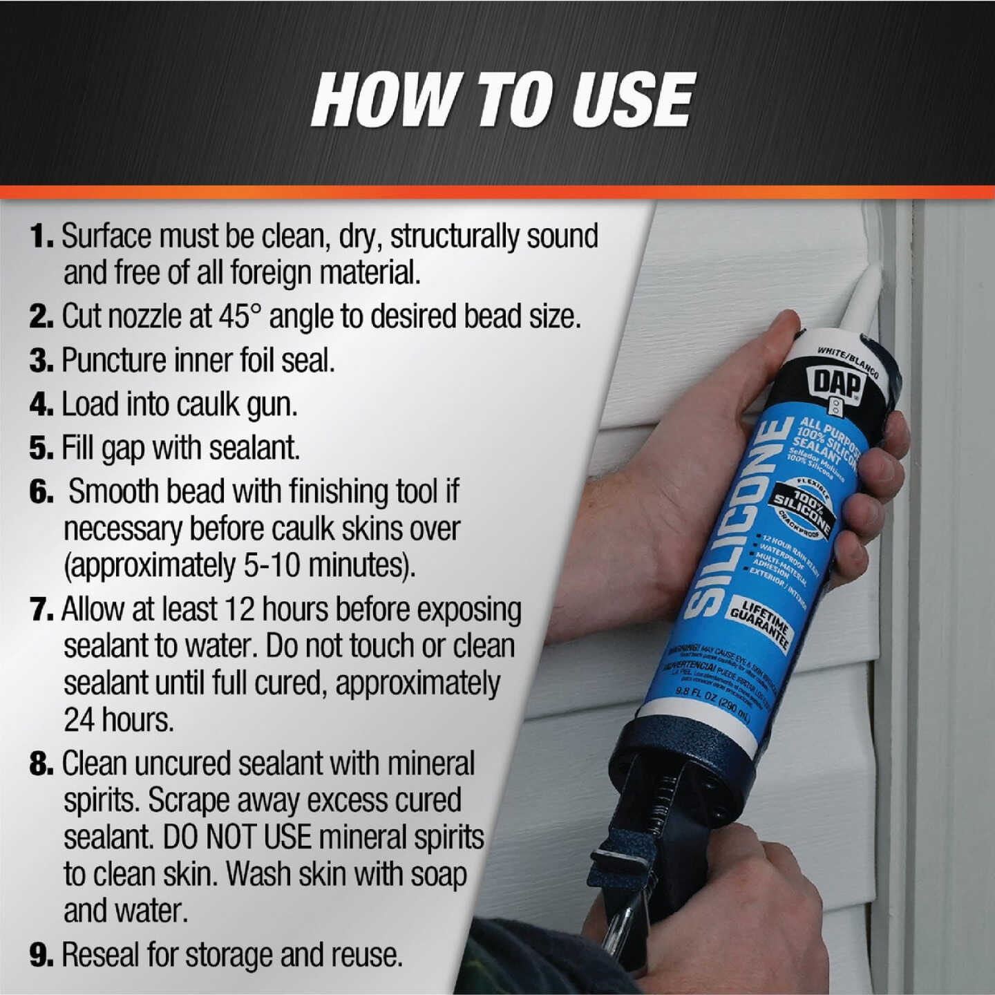 DAP 9.8 Oz. Window, Door & Siding Silicone Sealant, White Image 3
