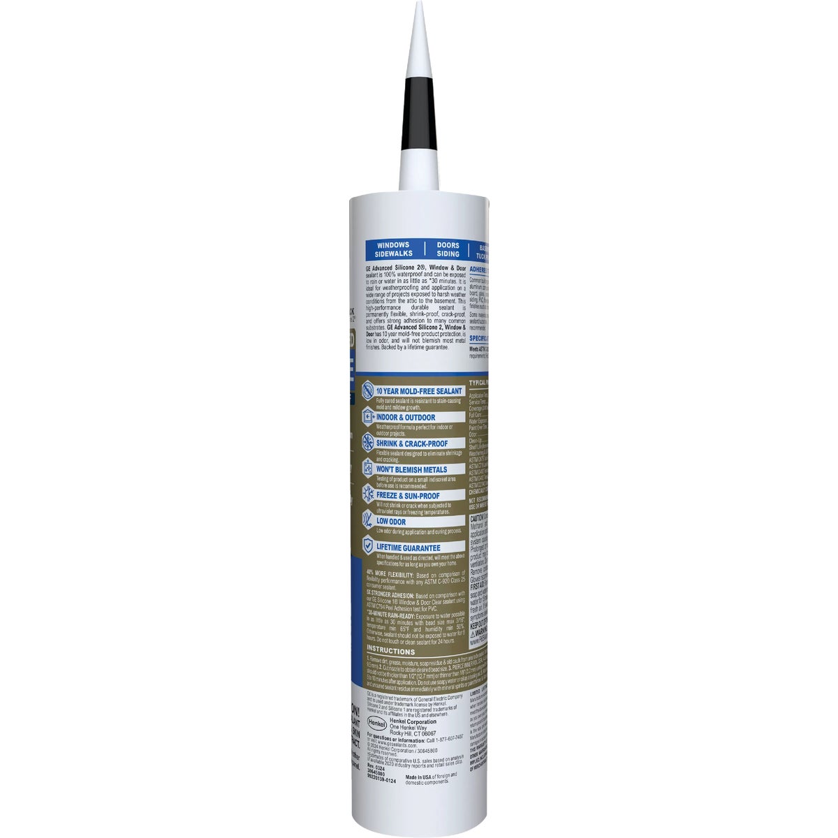 GE Advanced Silicone Window & Door Sealant, Black, 10.1  Oz. Cartridge Image 7