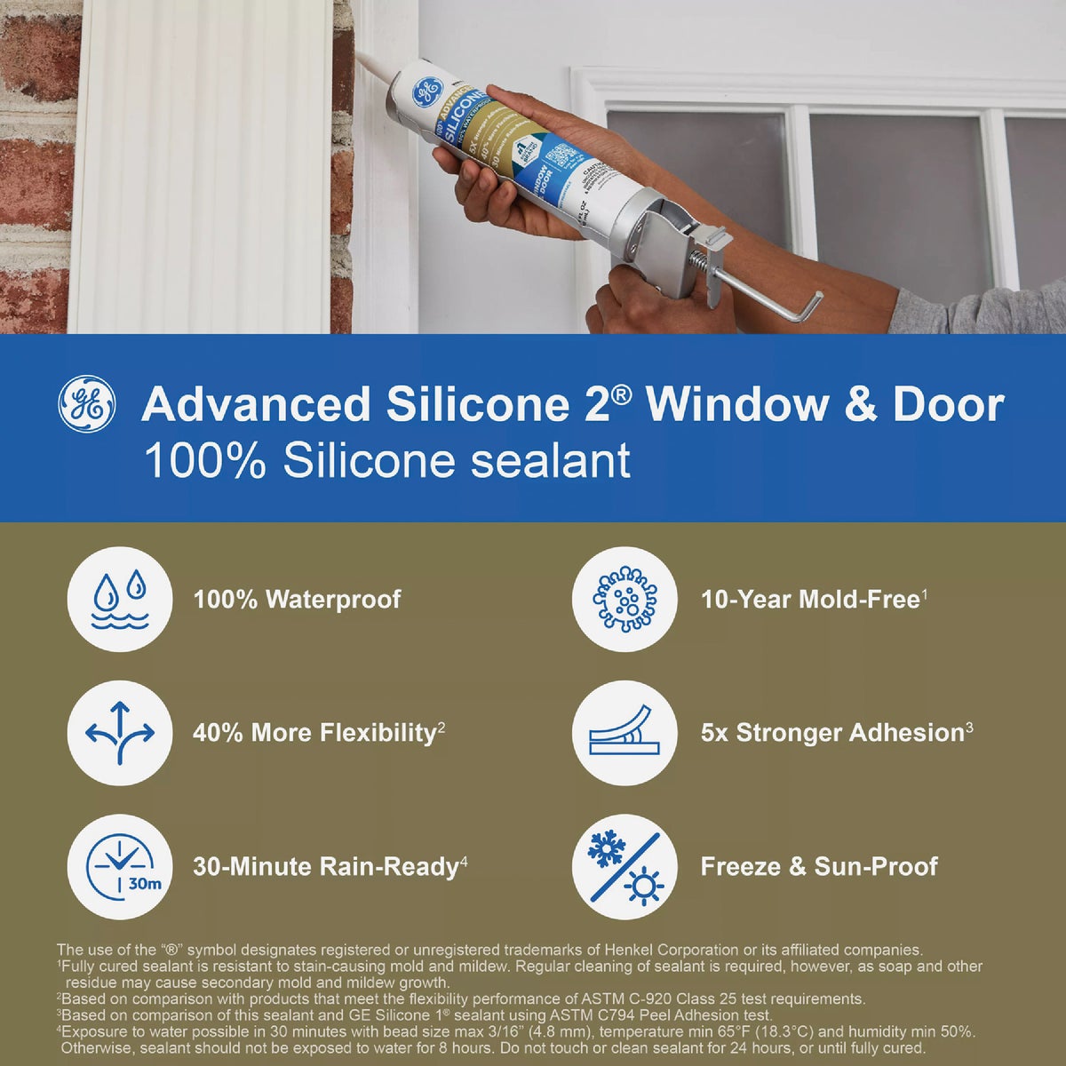 GE Advanced Silicone Window & Door Sealant, Black, 10.1  Oz. Cartridge Image 4