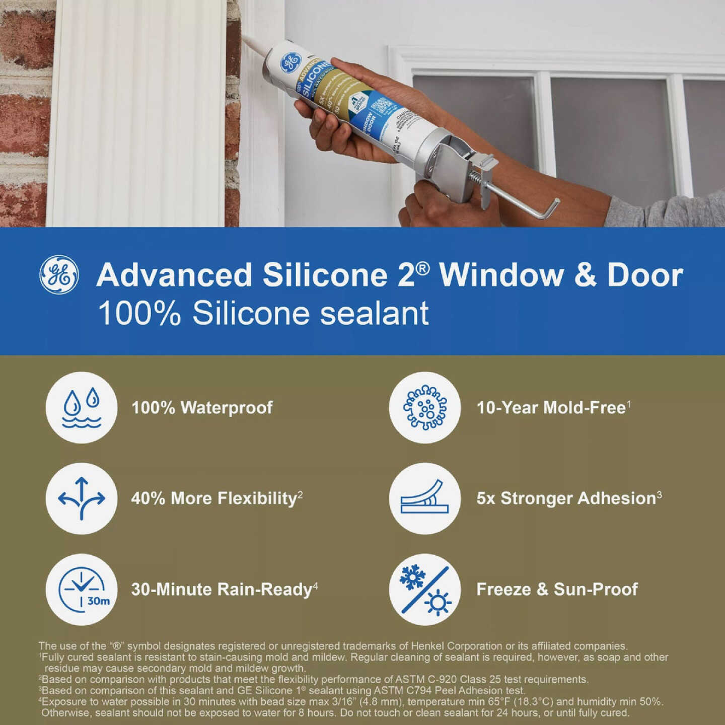 GE Advanced Silicone Window & Door Sealant, Black, 10.1 Oz. Cartridge Image 4
