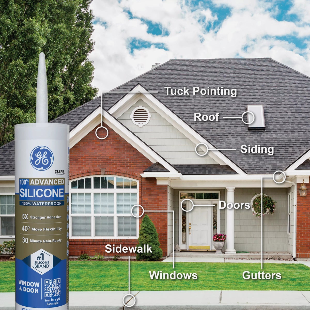 GE Advanced Silicone Window & Door Sealant, Black, 10.1  Oz. Cartridge Image 3