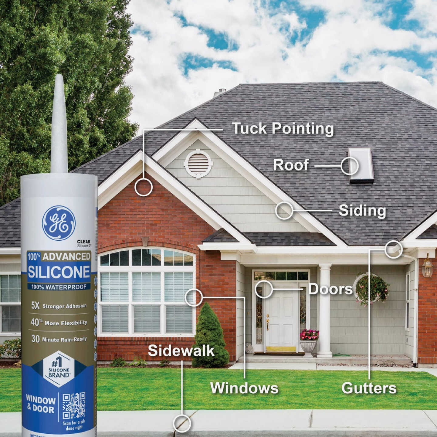 GE Advanced Silicone Window & Door Sealant, Black, 10.1 Oz. Cartridge Image 3