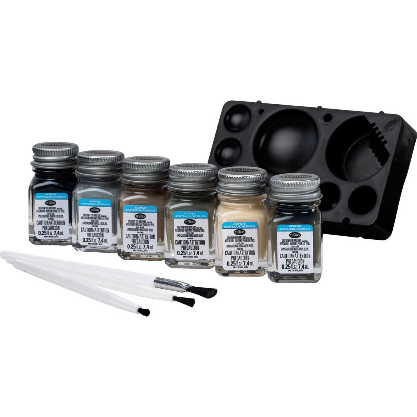 Testors Acrylic Paint Set (Black, Gray, Dark Tan, Olive, Green, Tan) Image 3