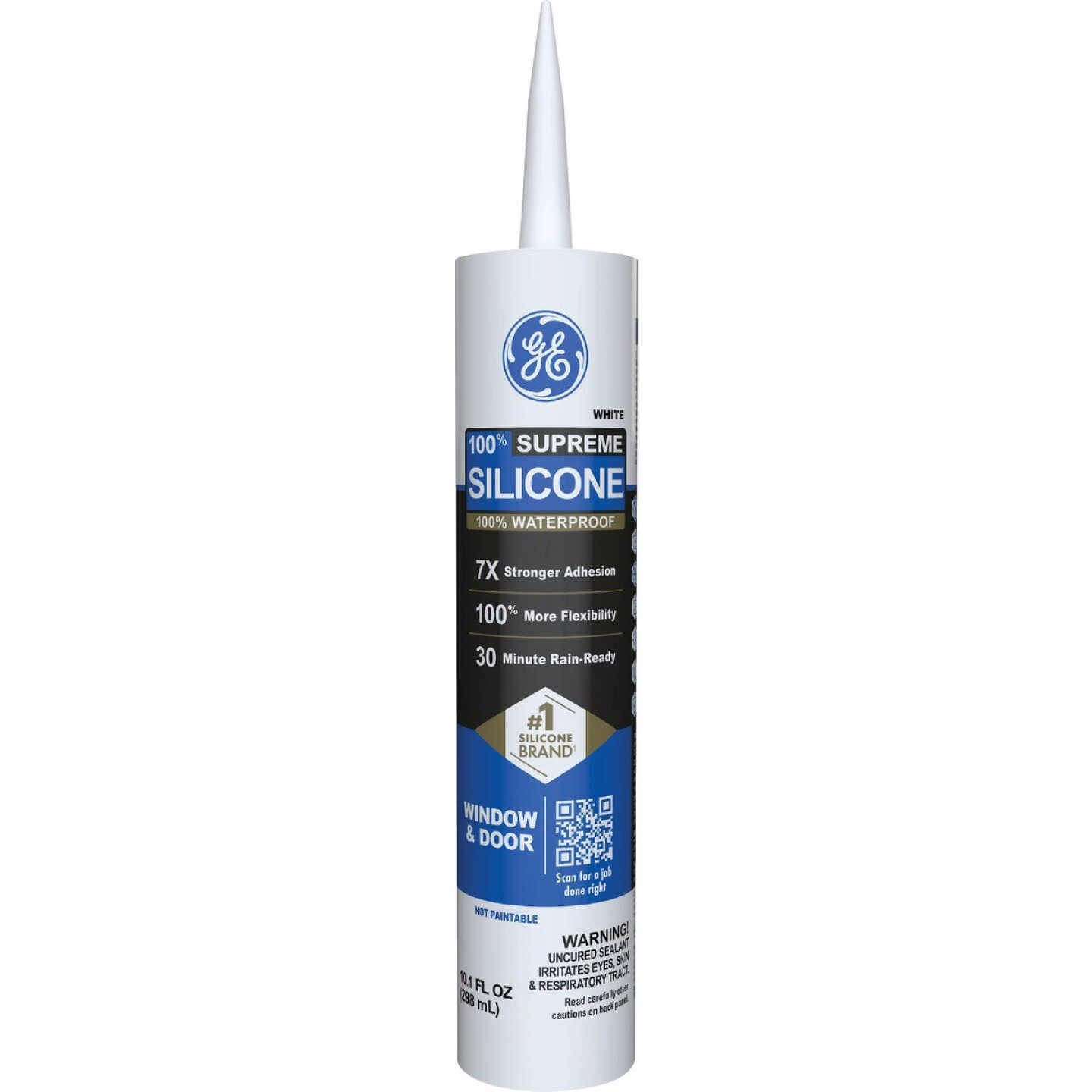 GE Supreme Silicone Window & Door Sealant, White, 10.1 Oz. Cartridge Image 1