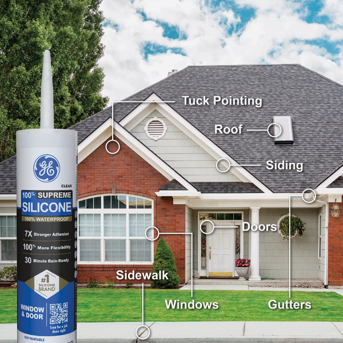 GE Supreme Silicone Window & Door Sealant, Clear, 10.1  Oz. Cartridge Image 3
