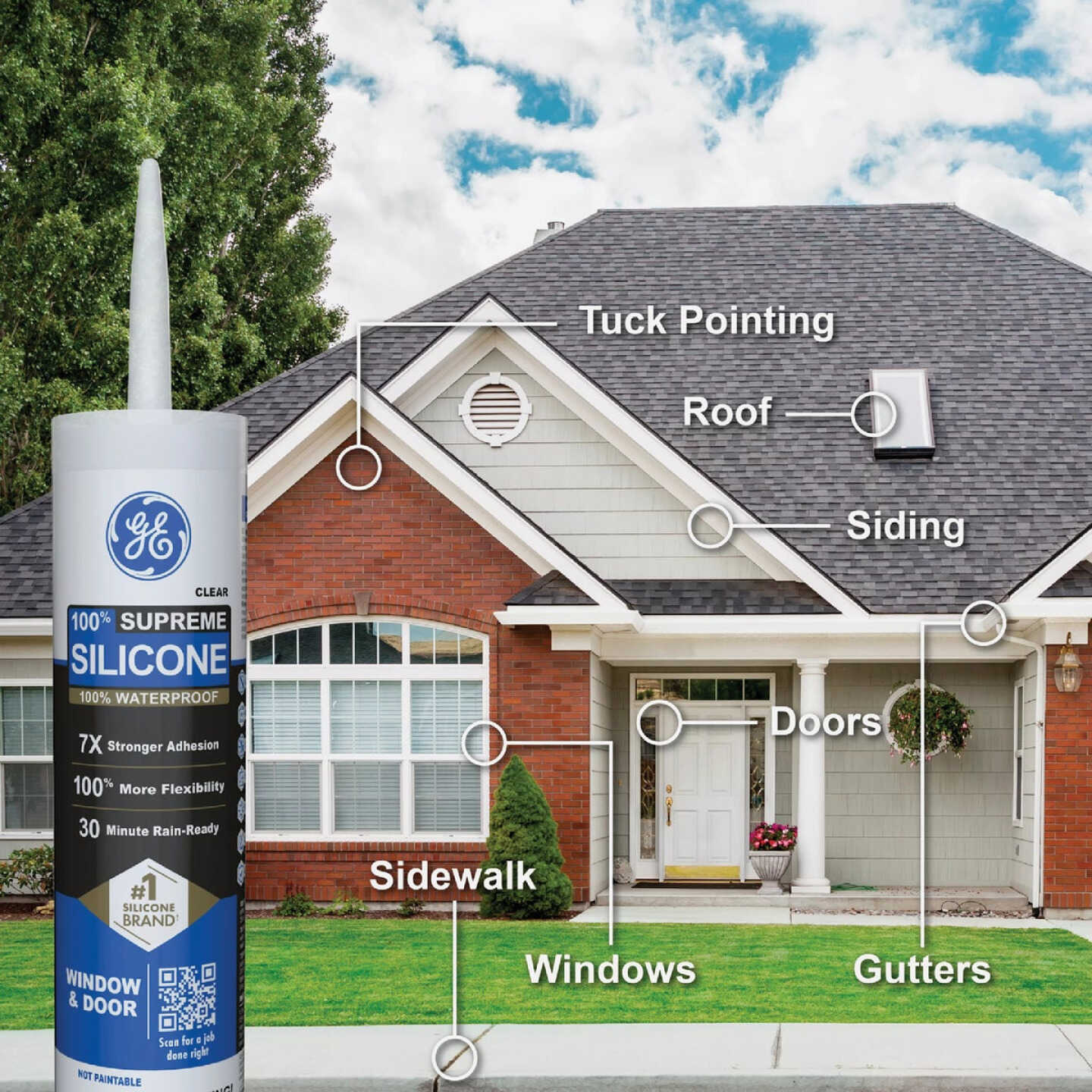 GE Supreme Silicone Window & Door Sealant, Clear, 10.1 Oz. Cartridge Image 3