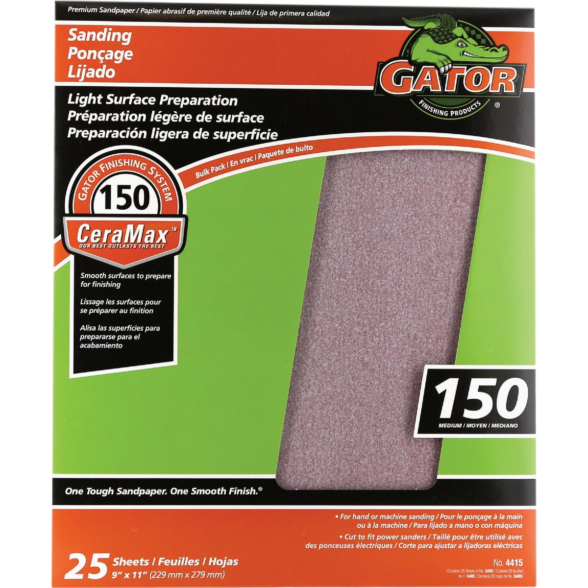 GatorGrit 9 In. x 11 In. Medium 150-Grit Premium Ceramic Sandpaper (25-Pack)