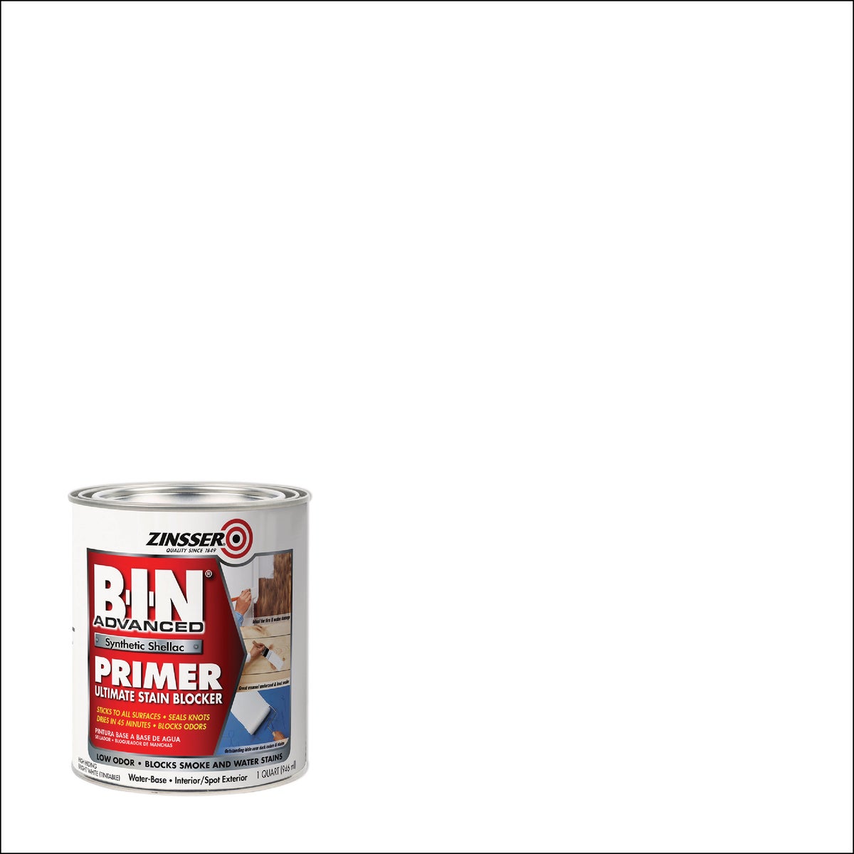 Zinsser B-I-N Advanced Water-Based Interior Primer Ultimate Stain Blocker, White, 1 Qt. Image 3