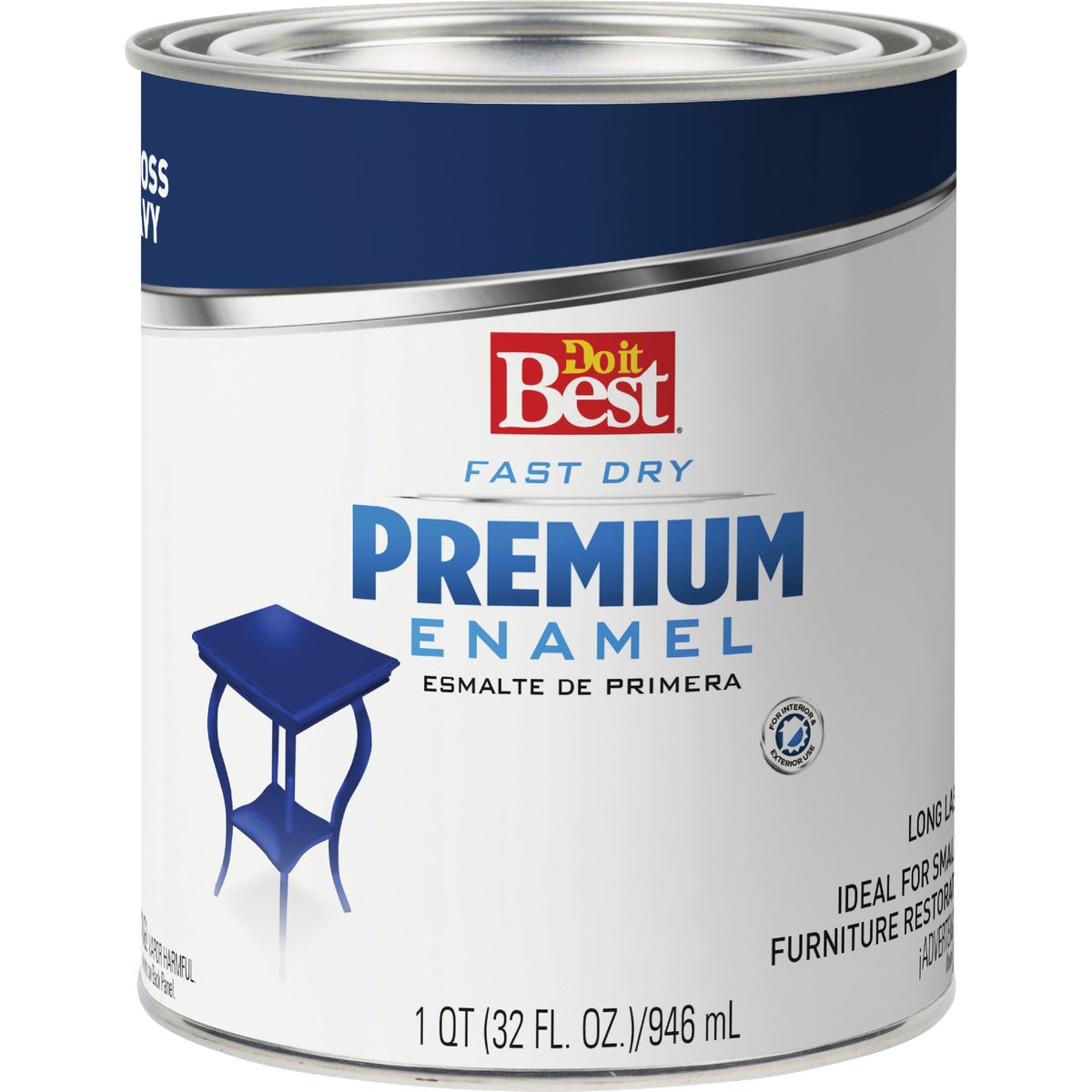 Do it Best Fast Dry Acrylic Latex Gloss Premium Enamel, Navy Blue, 1 Qt.