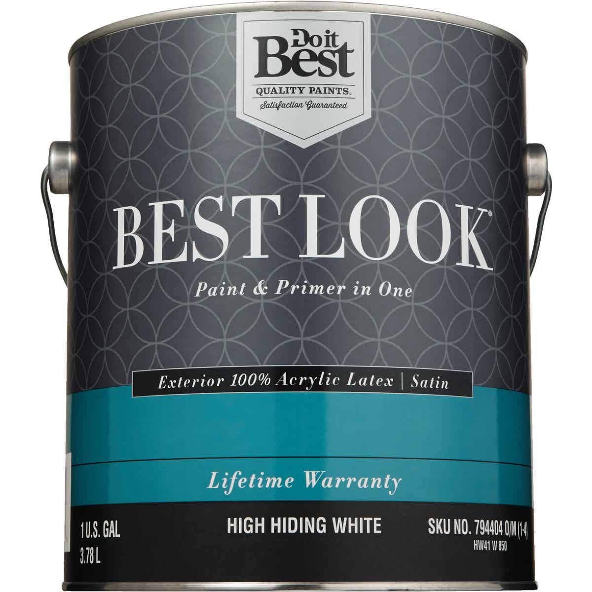 Best Look 100% Acrylic Latex Premium Paint & Primer In One Satin Exterior House Paint, High Hiding White, 1 Gal. Image 2