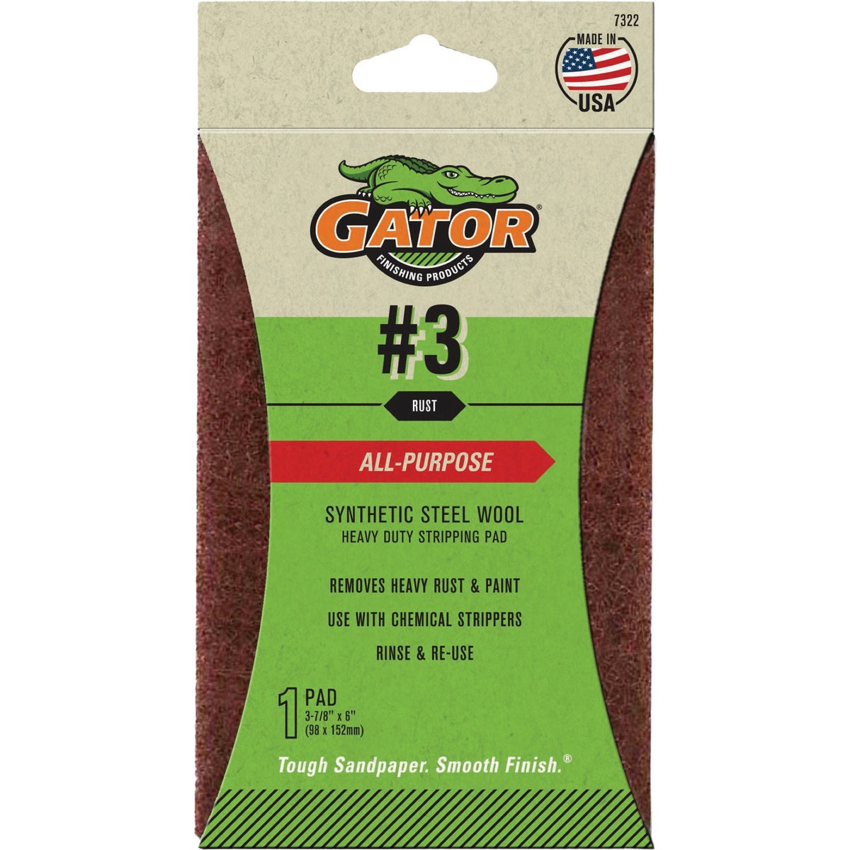 Gator 3-7/8 In. x 6 In. Heavy Stripping Synthetic Steel Wool, #3 Coarse