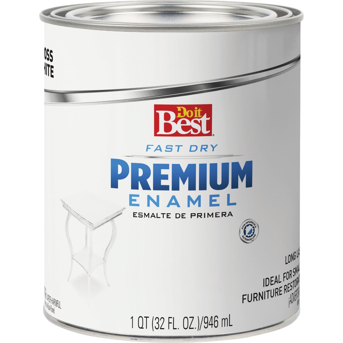 Do it Best Fast Dry Acrylic Latex Gloss Premium Enamel, White, 1 Qt.