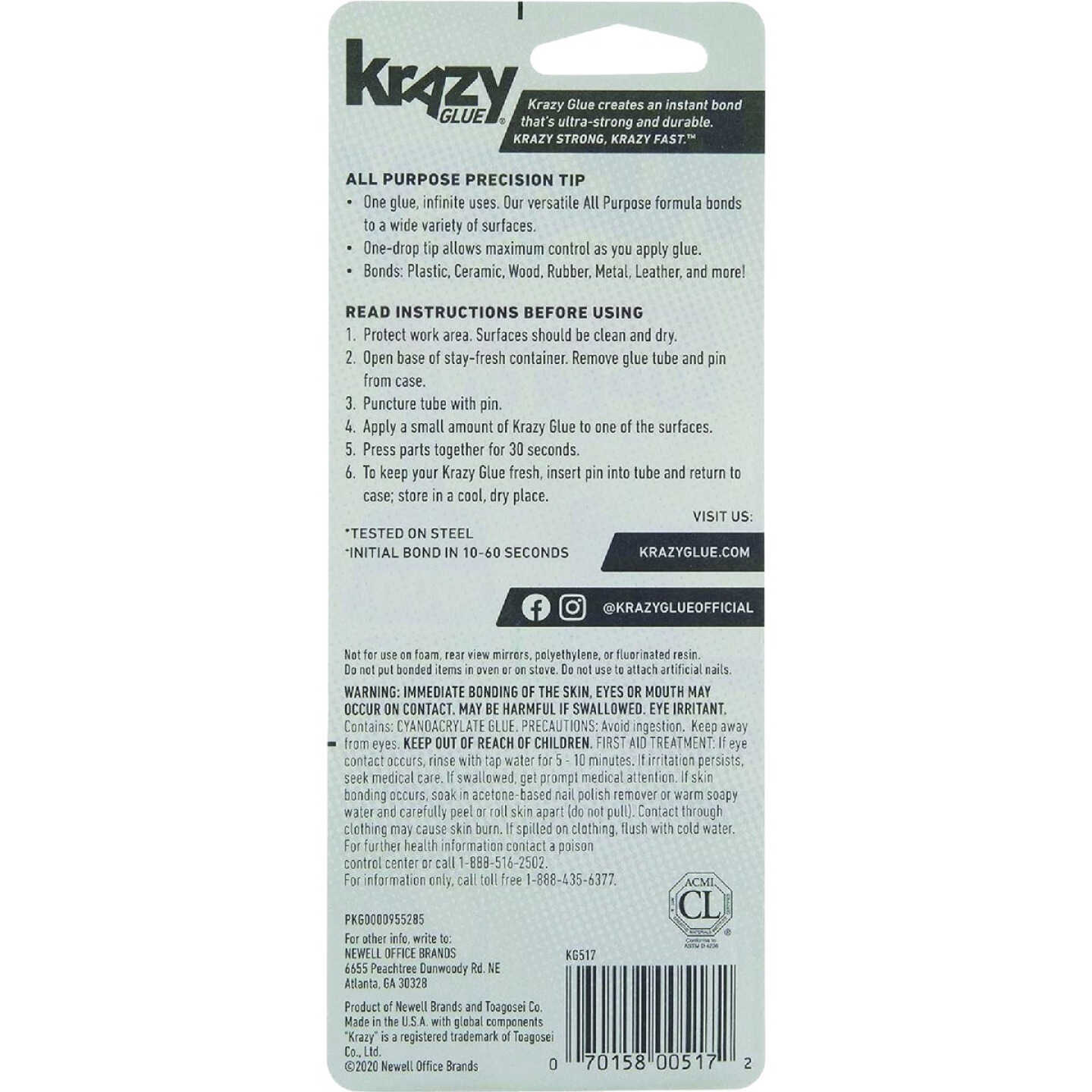 Krazy Glue 0.14 Oz. All-Purpose Super Glue Tube (2-Pack) Image 2