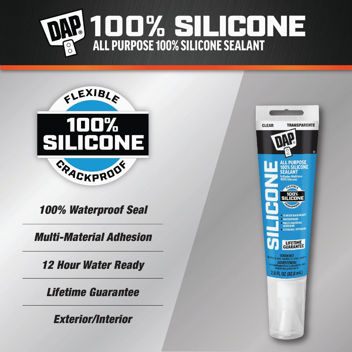 Dap 2.8 Oz. Window, Door & Siding Silicone Sealant, Clear Image 2