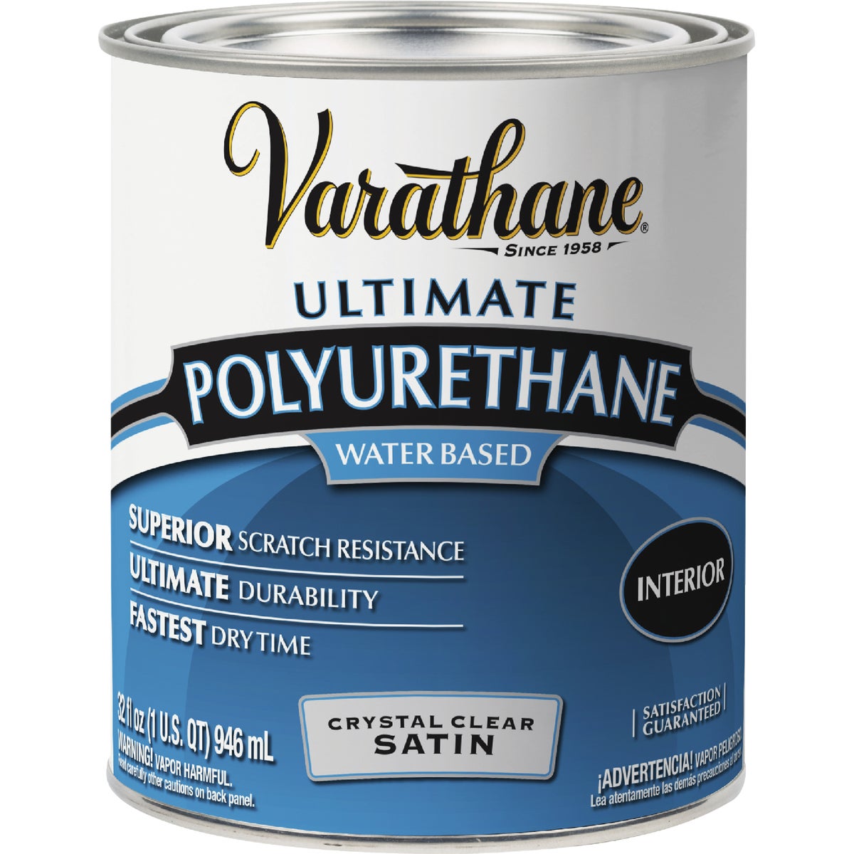 Varathane Satin Low Odor Water Based Interior Polyurethane, 1Qt.