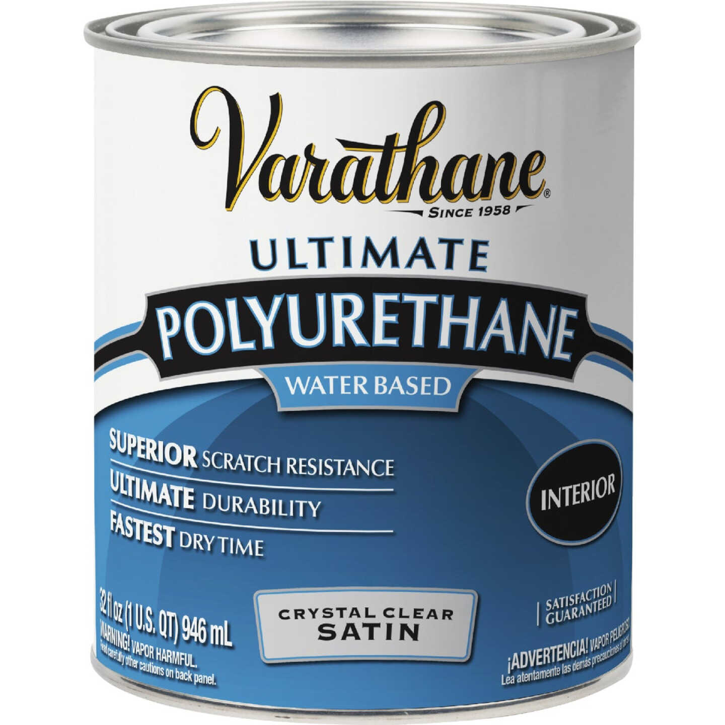 Varathane Satin Low Odor Water Based Interior Polyurethane, 1Qt. Image 1