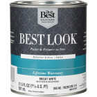Best Look Latex Premium Paint & Primer In One Satin Interior Wall Paint, Bright White, 1 Qt. Image 1