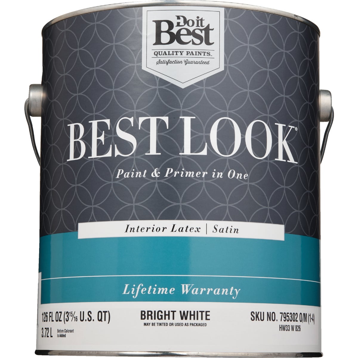 Best Look Latex Premium Paint & Primer In One Satin Interior Wall Paint, Bright White, 1 Gal. Image 2
