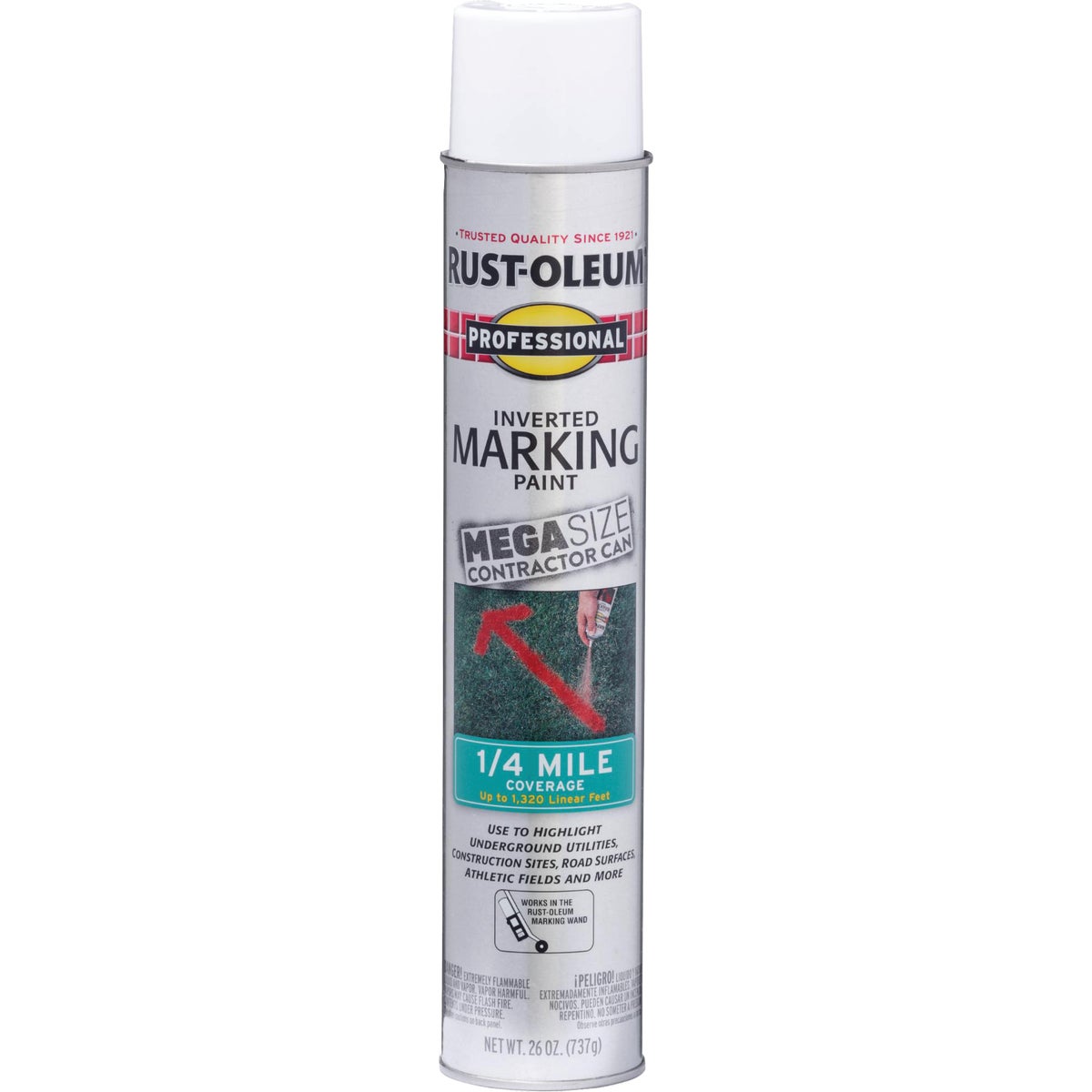 Rust-Oleum Professional 26 Oz. Mega White Inverted Marking Spray Paint Image 4