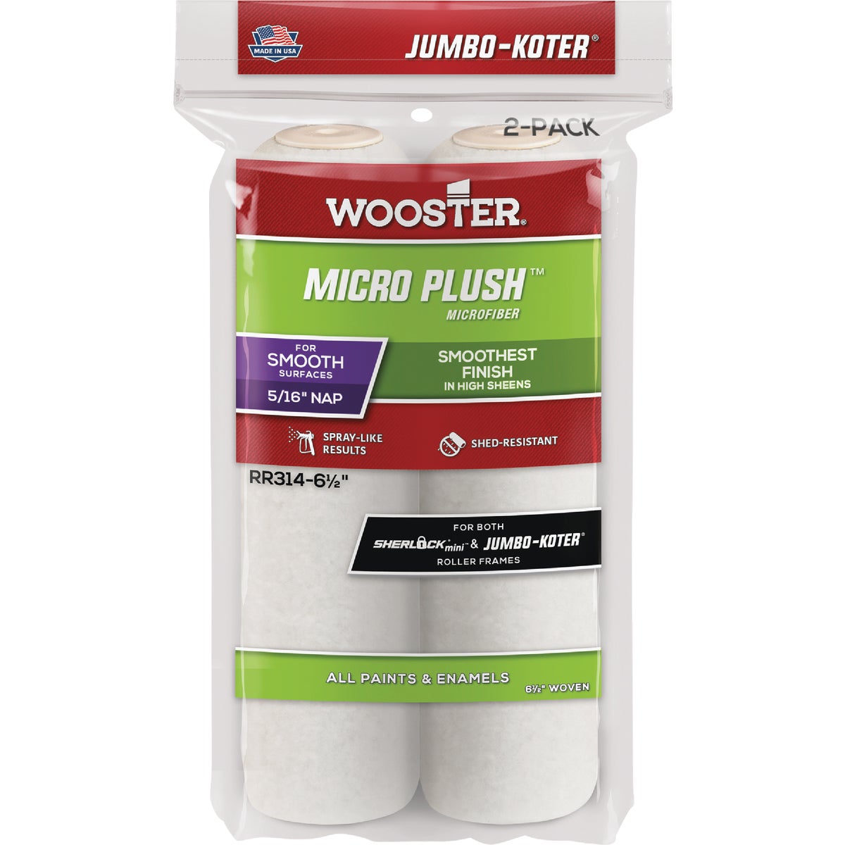 Wooster Jumbo-Koter 6.5 In. x 5/16 In. Micro Plush Roller Cover (2-Pack) Image 1