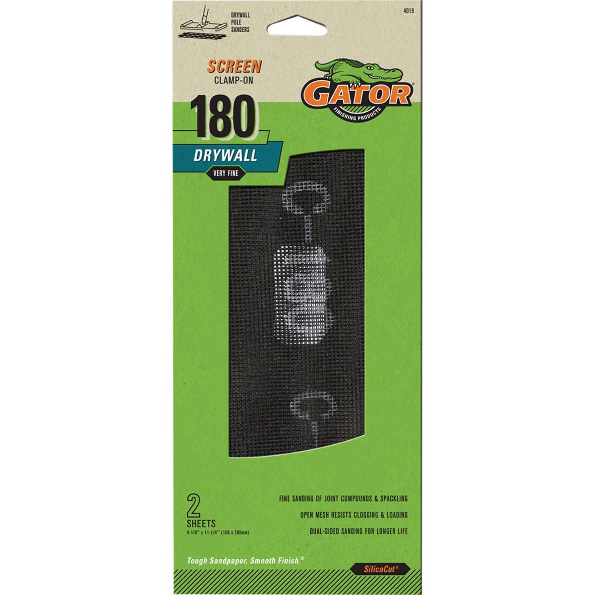 Gator Grit 180 Grit 4-1/4 In. x 11-1/4 In. Precut Drywall Sanding Screen (2-Pack)