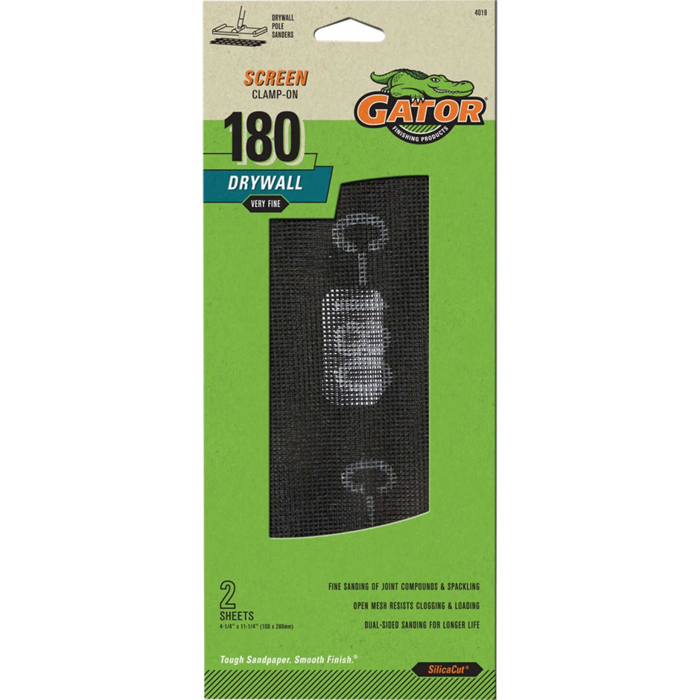 Gator Grit 180 Grit 4-1/4 In. x 11-1/4 In. Precut Drywall Sanding Screen (2-Pack) Image 1