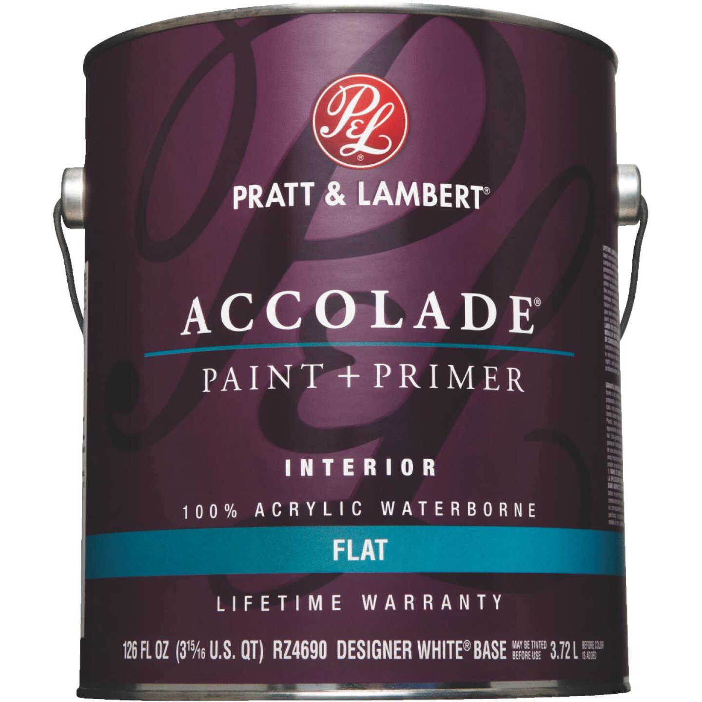 Pratt & Lambert Accolade 100% Acrylic Paint & Primer Flat Interior Wall Paint, Designer White, 1 Gal Image 1