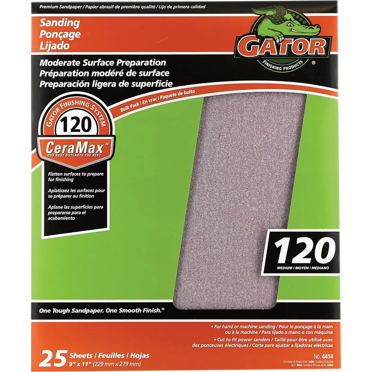 GatorGrit 9 In. x 11 In. Medium 120-Grit Premium Ceramic Sandpaper (25-Pack) Image 1
