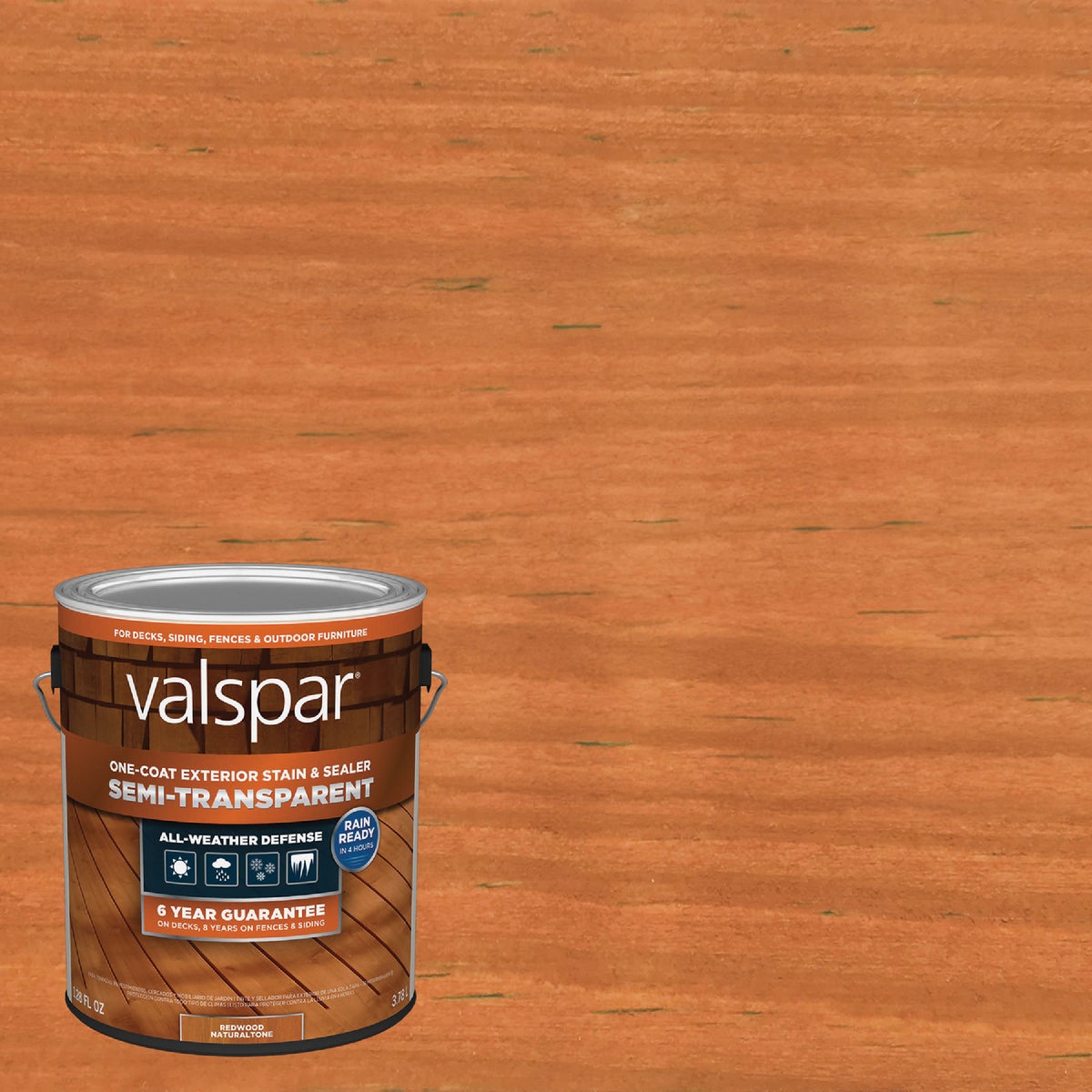 Valspar Semi Transparent Deck Stain, Redwood, 1 Gal. Image 5