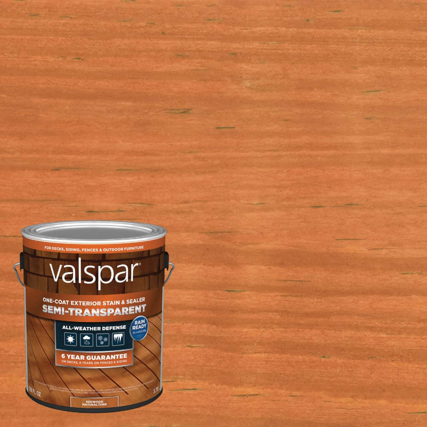 Valspar Semi Transparent Deck Stain, Redwood, 1 Gal. Image 1