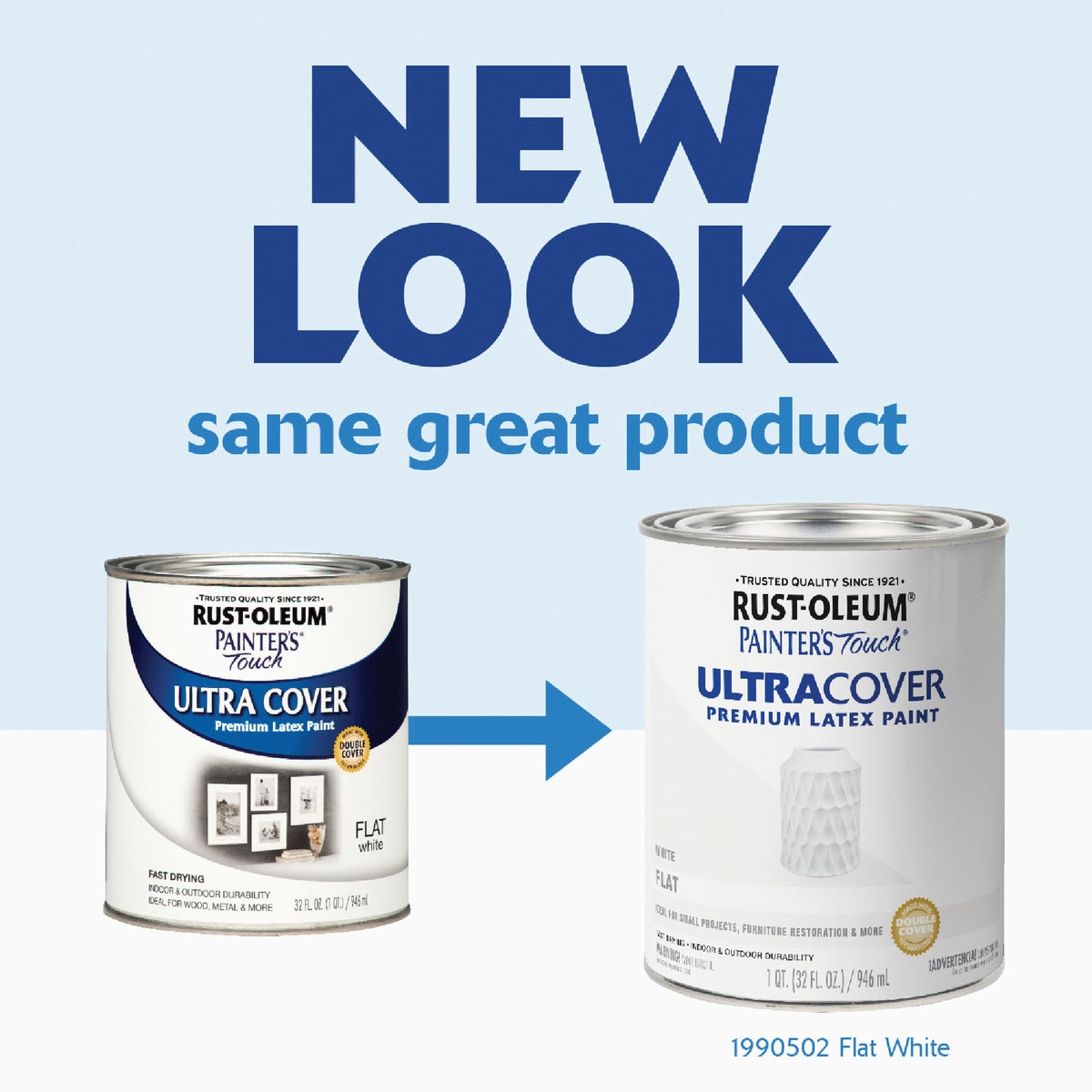 Rust-Oleum Painter's Touch 2X Ultra Cover Premium Latex Paint, Flat White, 1 Qt. Image 2