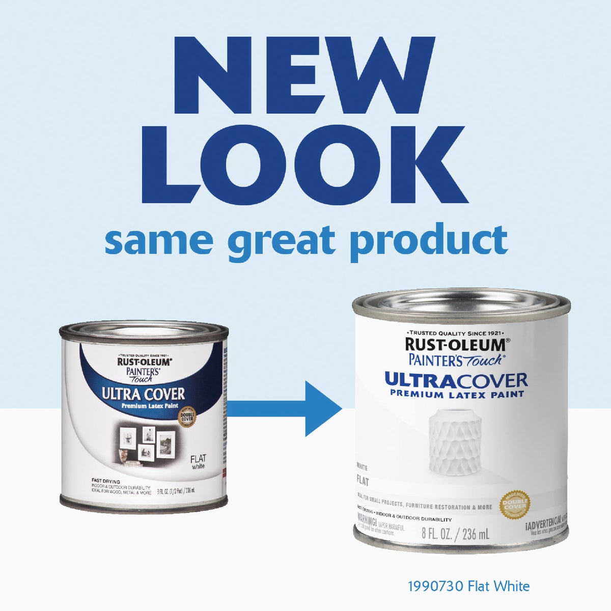 Rust-Oleum Painter's Touch 2X Ultra Cover Premium Latex Paint, Flat White, 1/2 Pt. Image 2