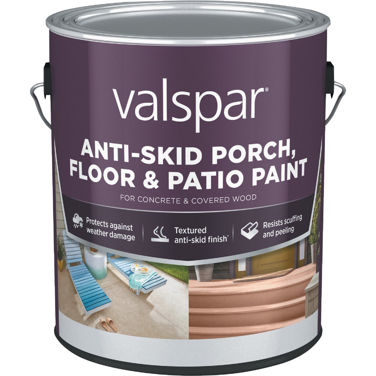Valspar Anti-Skid Flat Latex Porch, Floor & Patio Paint, Ultra White, 1 Gal.